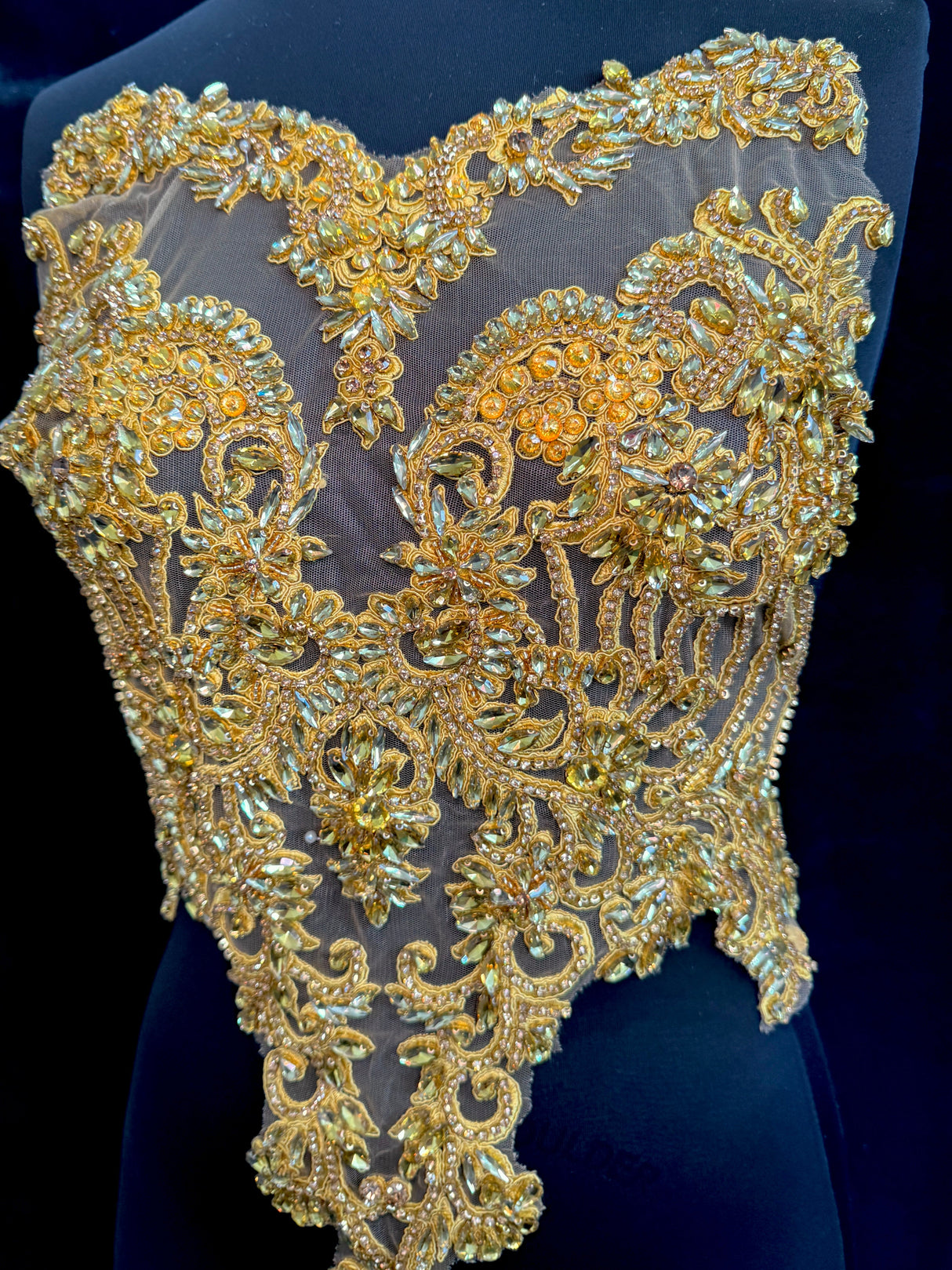 Gold Rhinestone Bodice Applique