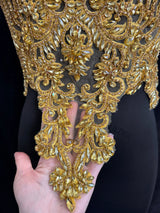 Gold Rhinestone Bodice Applique