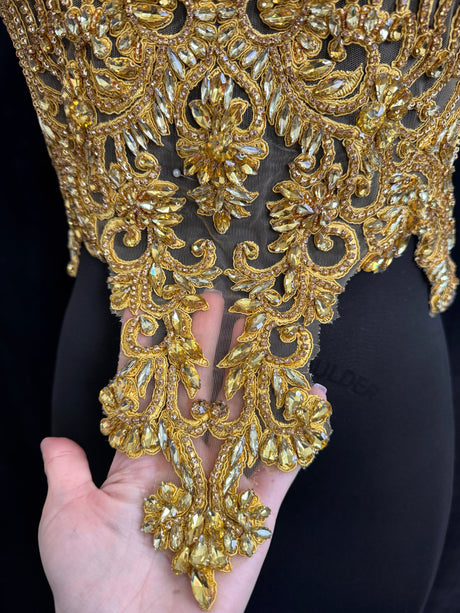 Gold Rhinestone Bodice Applique