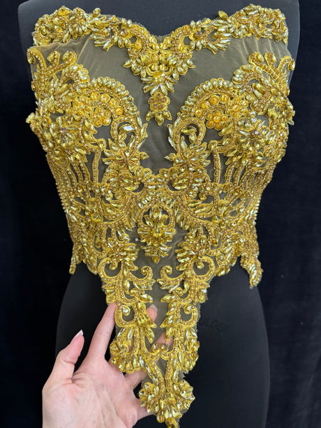 Gold Rhinestone Bodice Applique