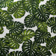 Monstera Leaf 100 Percent Cotton Fabric - Monstera Leaf Print, Light Blue, Black, Ivory, 56" Width (1 Yard)