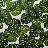 Monstera Leaf 100 Percent Cotton Fabric - Monstera Leaf Print, Light Blue, Black, Ivory, 56" Width (1 Yard)