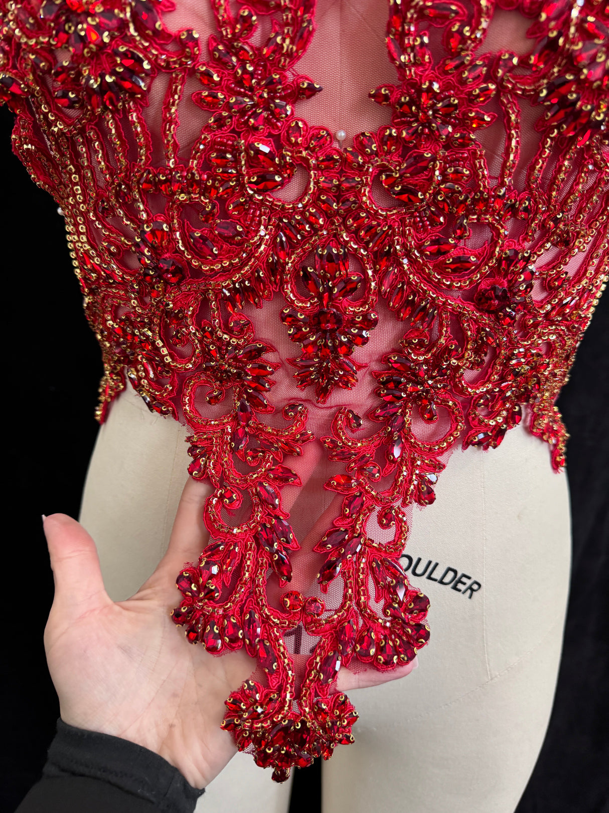 Red Rhinestone Bodice Applique