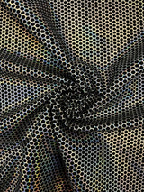 Silver Honeycomb Print Spandex Fabric - Silver Honeycomb Print, 58"/60" Width (1 Yard)