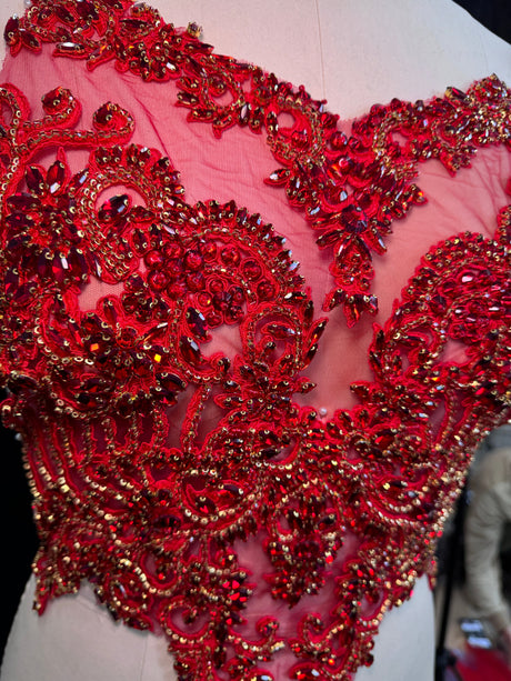 Red Rhinestone Bodice Applique
