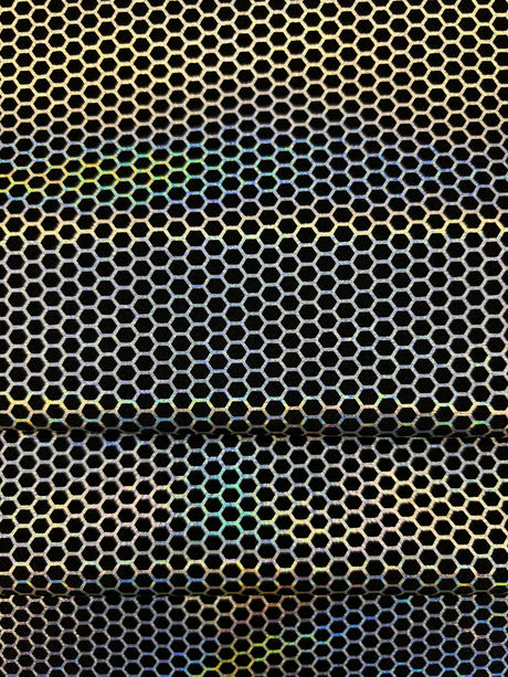 Silver Honeycomb Print Spandex Fabric - Silver Honeycomb Print, 58"/60" Width (1 Yard)
