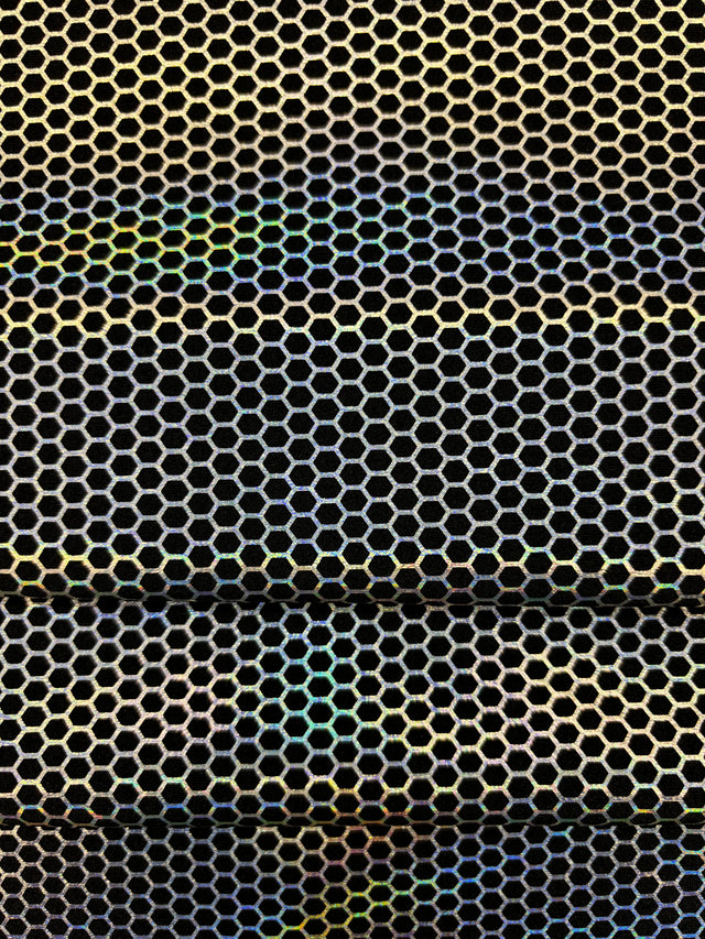 Silver Honeycomb Print Spandex Fabric - Silver Honeycomb Print, 58"/60" Width (1 Yard)