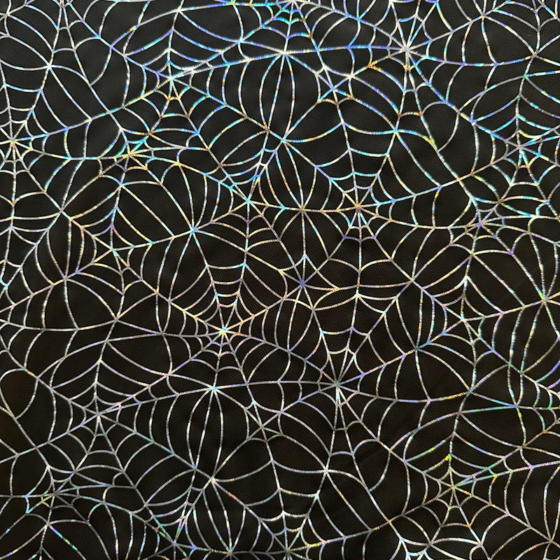 Hologram Web Mesh Poly Spandex Fabric Black 60"