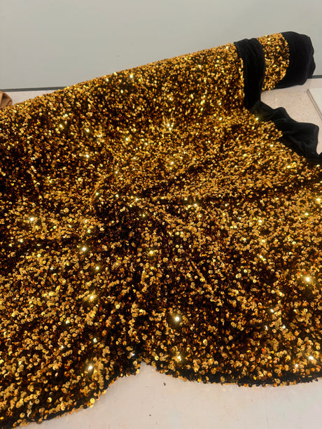 Sequin Velvet Deep Gold