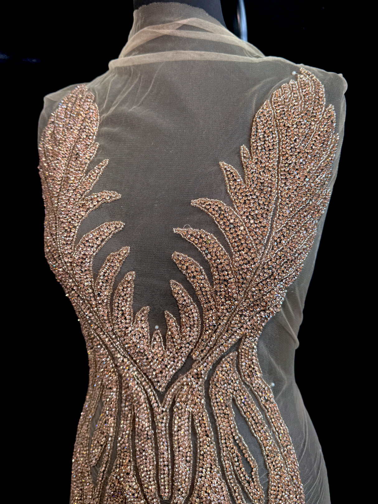 Rose Gold Rhinestone Bodice Applique