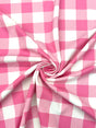 Pink Gingham Print Polyester Spandex Fabric - Pink Gingham Print, 58"/60" Width (1 Yard)
