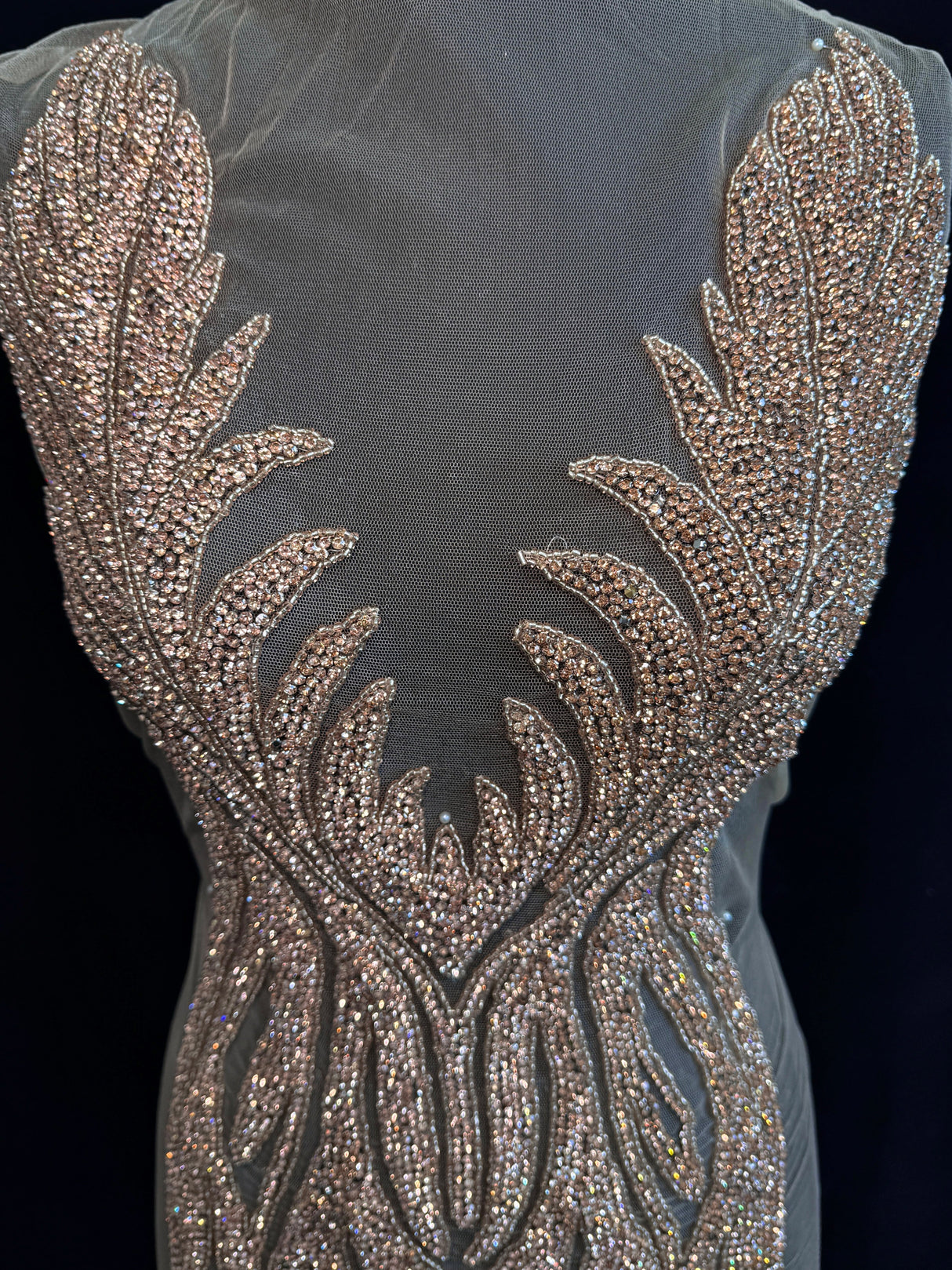 Rose Gold Rhinestone Bodice Applique