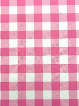 Pink Gingham Print Polyester Spandex Fabric - Pink Gingham Print, 58"/60" Width (1 Yard)