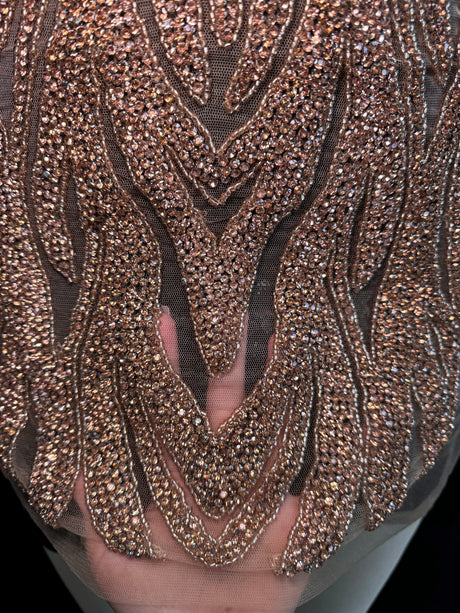 Rose Gold Rhinestone Bodice Applique