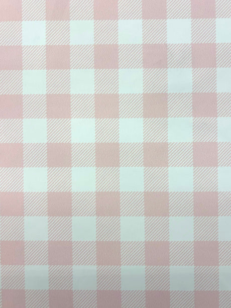 Pastel Pink Gingham Print Polyester Spandex Fabric - Gingham Print, 58"/60" Width (1 Yard)