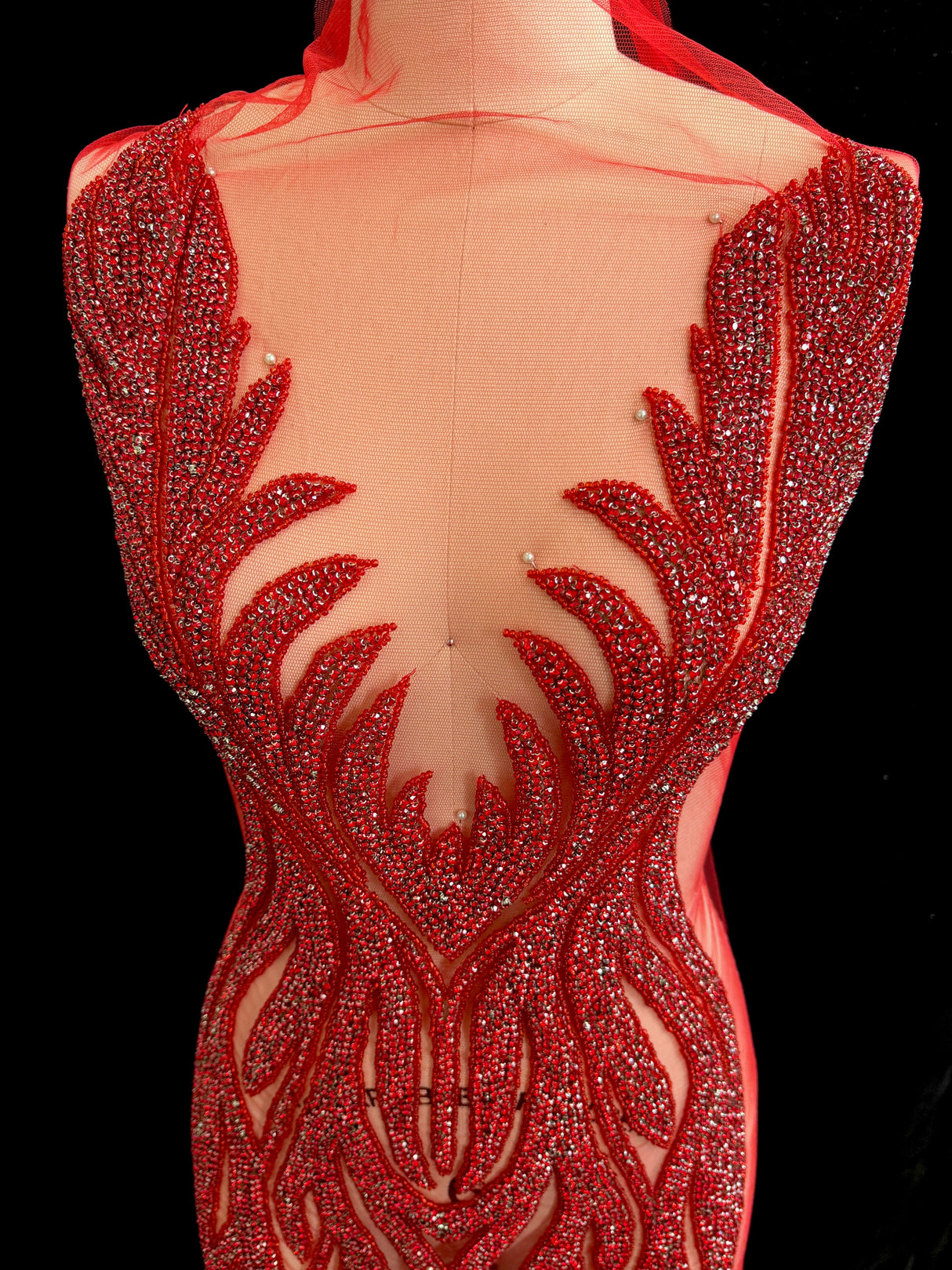 Red Rhinestone Bodice Applique