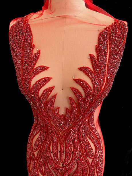 Red Rhinestone Bodice Applique