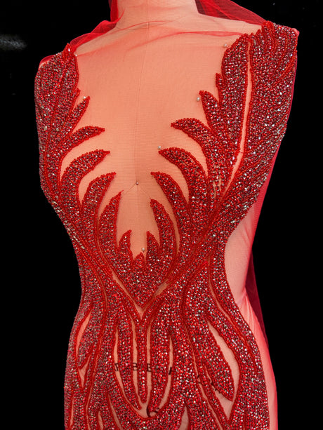 Red Rhinestone Bodice Applique