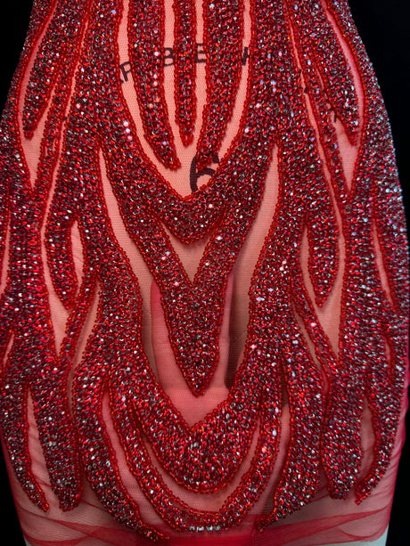 Red Rhinestone Bodice Applique