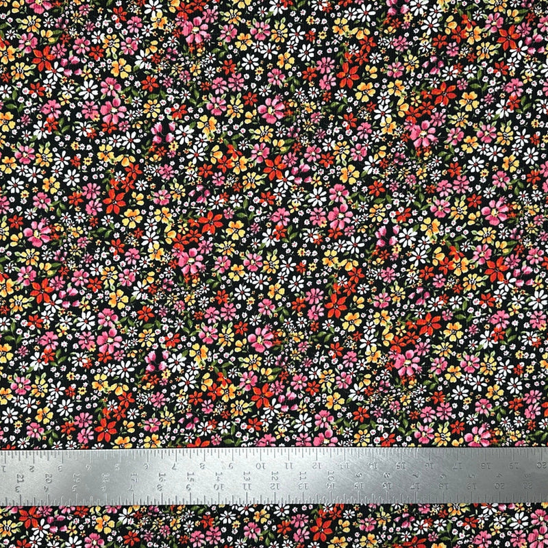 1 Yard 4x2 Brushed Rib Knit Floral Print Fabric Soft Stretch Textured 60 Inch Width