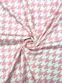 Baby Pink Houndstooth Print Spandex Fabric - Baby Pink Houndstooth Print, 58"/60" Width (1 Yard)