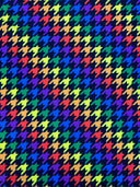 Rainbow Houndstooth Print Polyester Spandex Fabric - White/Black Houndstooth Print, 58"/60" Width (1 Yard)