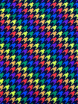 Rainbow Houndstooth Print Polyester Spandex Fabric - White/Black Houndstooth Print, 58"/60" Width (1 Yard)
