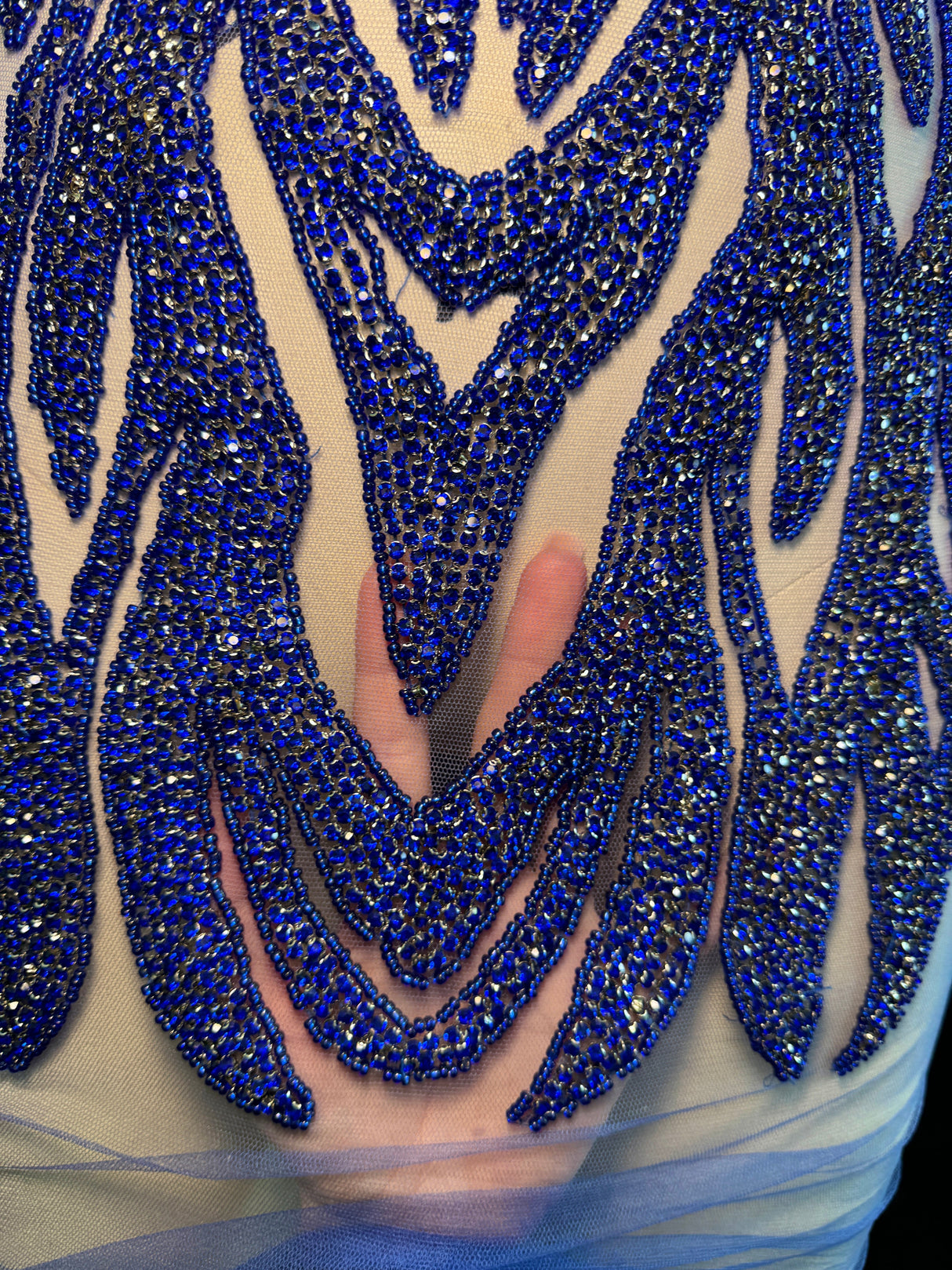 Royal Blue Rhinestone Bodice Applique