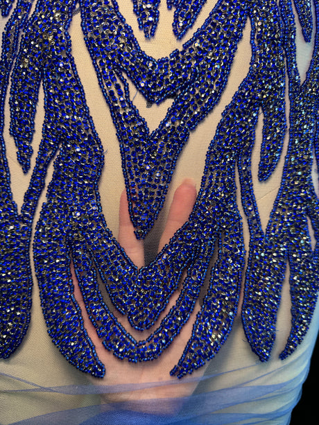 Royal Blue Rhinestone Bodice Applique