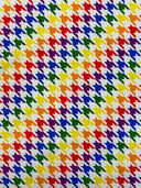 Rainbow Houndstooth Print Polyester Spandex Fabric - White/Black Houndstooth Print, 58"/60" Width (1 Yard)