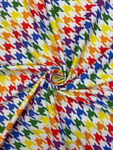 1 Yard Rainbow Houndstooth Stretch Spandex Fabric for Costumes and Activewear 58"/60" Width