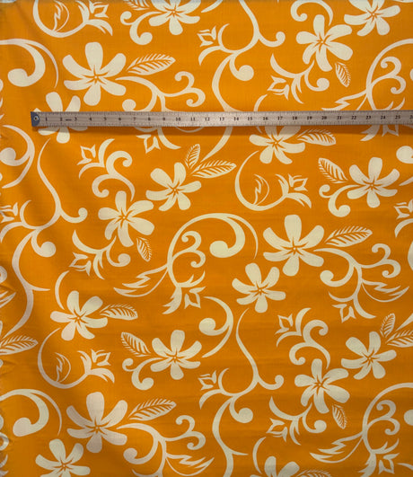 Plumeria Vine Poly Cotton Fabric - Tropical Floral Print, 45" Width (1 Yard)