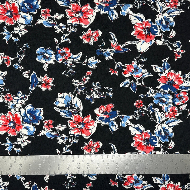 1 Yard Liverpool Knit Floral Print Fabric Textured Stretchy Apparel Material 60 Inch Width
