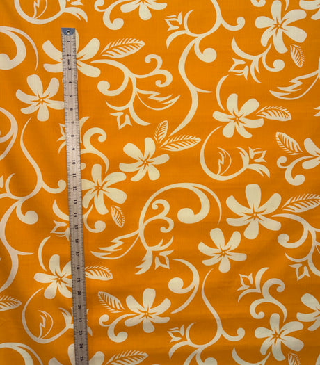 Plumeria Vine Poly Cotton Fabric - Tropical Floral Print, 45" Width (1 Yard)
