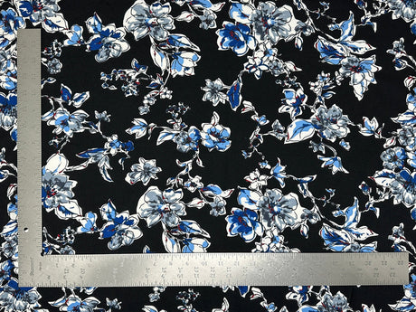 1 Yard Liverpool Knit Floral Print Fabric Textured Stretchy Apparel Material 60 Inch Width