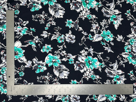 1 Yard Liverpool Knit Floral Print Fabric Textured Stretchy Apparel Material 60 Inch Width