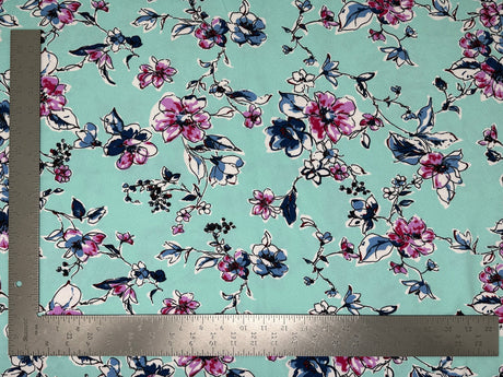 1 Yard Liverpool Knit Floral Print Fabric Textured Stretchy Apparel Material 60 Inch Width