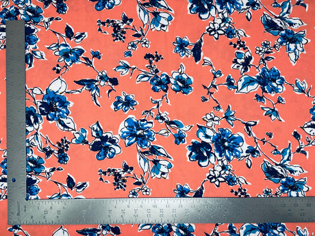 1 Yard Liverpool Knit Floral Print Fabric Textured Stretchy Apparel Material 60 Inch Width