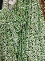 Stretch Sequin Velvet Sage Green
