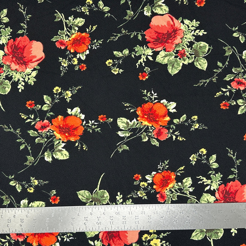 1 Yard Liverpool Knit Floral Print Fabric Stretch Crepe Textured Material 60 Inch Width