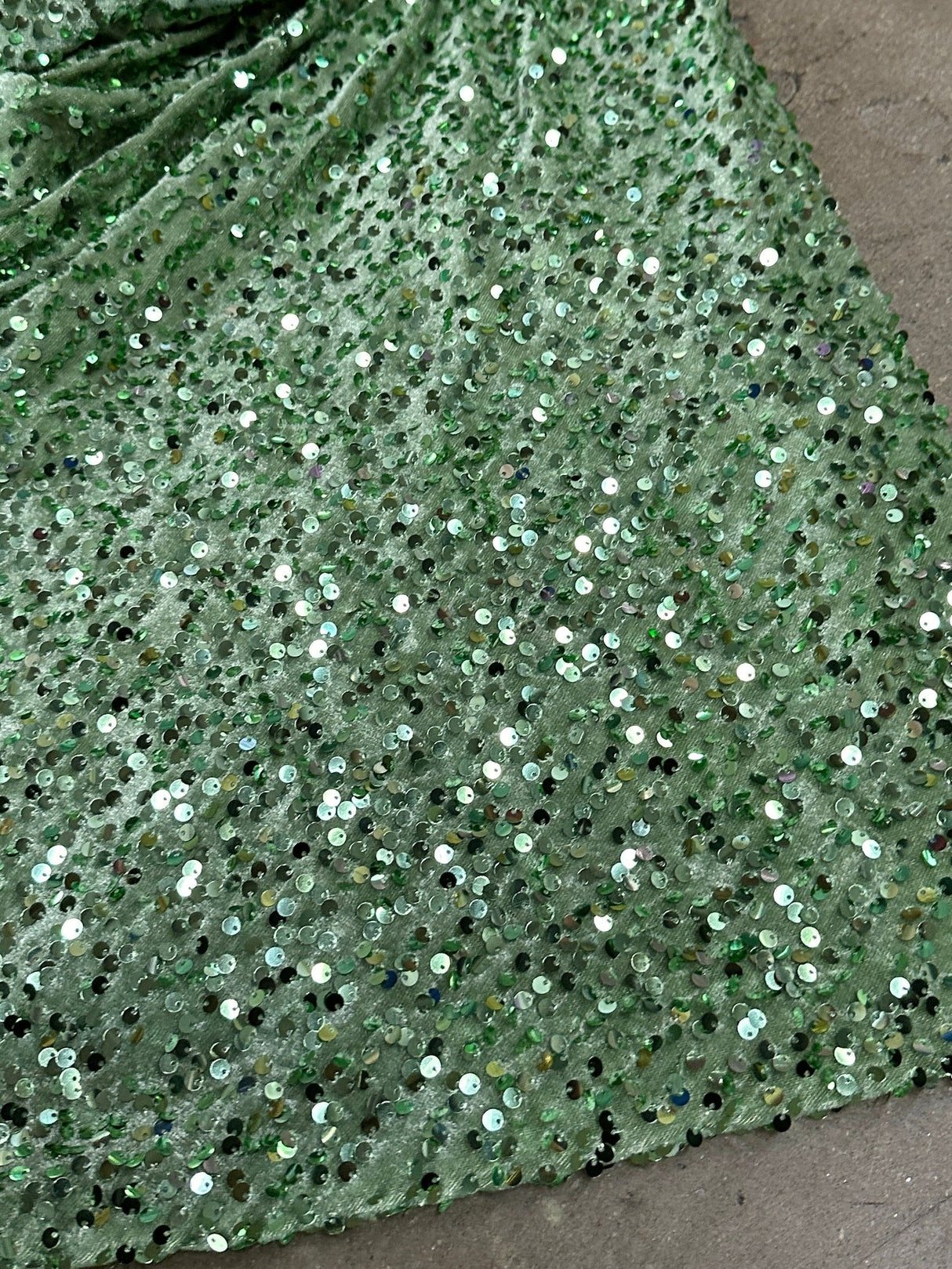Stretch Sequin Velvet Sage Green