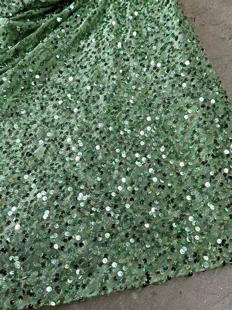 Stretch Sequin Velvet Sage Green