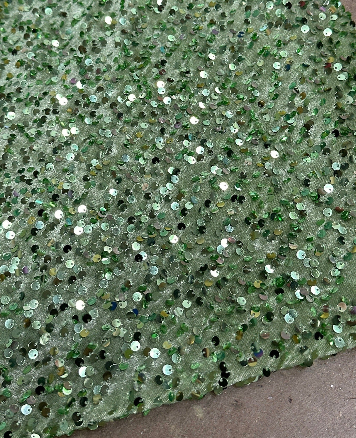 Stretch Sequin Velvet Sage Green