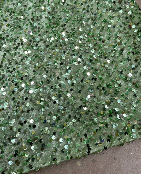 Stretch Sequin Velvet Sage Green