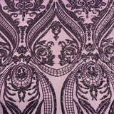 Catina Damask Stretch Sequins Nylon Spandex Mesh Fabric - Iridescent Sequin Damask, 60" Width, 52" Sequin Width (1 Yard)
