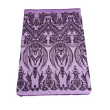 Catina Damask Stretch Sequins Nylon Spandex Mesh Fabric - Iridescent Sequin Damask, 60" Width, 52" Sequin Width (1 Yard)