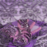 Catina Damask Stretch Sequins Nylon Spandex Mesh Fabric - Iridescent Sequin Damask, 60" Width, 52" Sequin Width (1 Yard)