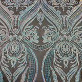 Catina Damask Stretch Sequins Nylon Spandex Mesh Fabric - Iridescent Sequin Damask, 60" Width, 52" Sequin Width (1 Yard)