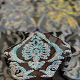 Catina Damask Stretch Sequins Nylon Spandex Mesh Fabric - Iridescent Sequin Damask, 60" Width, 52" Sequin Width (1 Yard)