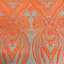 Catina Damask Stretch Sequins Nylon Spandex Mesh Fabric - Iridescent Sequin Damask, 60" Width, 52" Sequin Width (1 Yard)